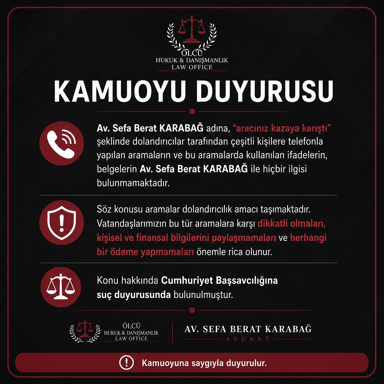 Kamuoyu duyurusu